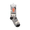 Product shot of 'Awesome Dog Mom' socks hanging on a retail display card.