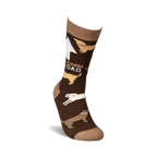 Lifestyle shot of a model wearing the 'Awesome Dog Dad' socks. Shows the socks on a foot.