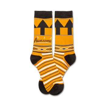 awesome funny themed mens & womens unisex yellow novelty crew socks