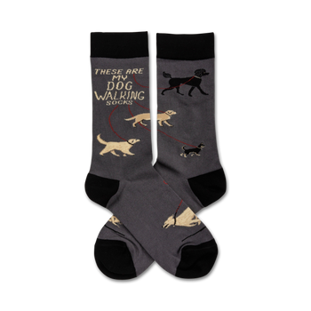 these are my dog walking socks dog themed mens & womens unisex grey novelty crew socks