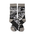 Pair of crew socks featuring a black and white cat design on a dark gray background. The text 'These are my cat cuddling socks' is printed on the side.