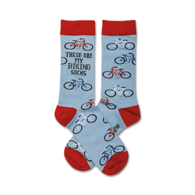 these are my biking socks bicycle themed mens & womens unisex blue novelty crew socks