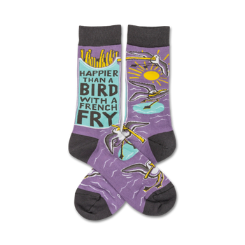 a french fry words themed womens purple novelty crew socks