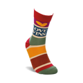 Lifestyle shot of 'Love Wins' socks on a model's foot, showcasing the fit and design.