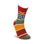 Lifestyle shot of 'Love Wins' socks on a model's foot, showcasing the fit and design.