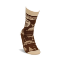 Lifestyle shot of a person wearing one 'These Are My Camping Socks' sock, showcasing the design and fit.