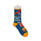 Flat lay product shot of the Awesome Grill Master socks, showcasing the full design detail.