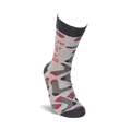 Lifestyle shot of a model wearing one 'I Don't Give A Shit' sock, showcasing the sock's fit and design.