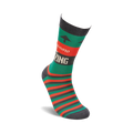 Close-up shot of a single Awesome & Amazing sock on a model's foot, highlighting the design details and fit.