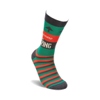Close-up shot of a single Awesome & Amazing sock on a model's foot, highlighting the design details and fit.