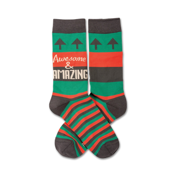 awesome & amazing inspirational themed mens & womens unisex green novelty crew socks