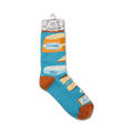 Product shot showcasing a single Macaroni & Cheese sock on a hanger.