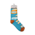 Product shot showcasing a single Macaroni & Cheese sock on a hanger.