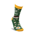 Close-up of a single 'Just Say No To Bullshit' sock on a model's foot, highlighting the design details.