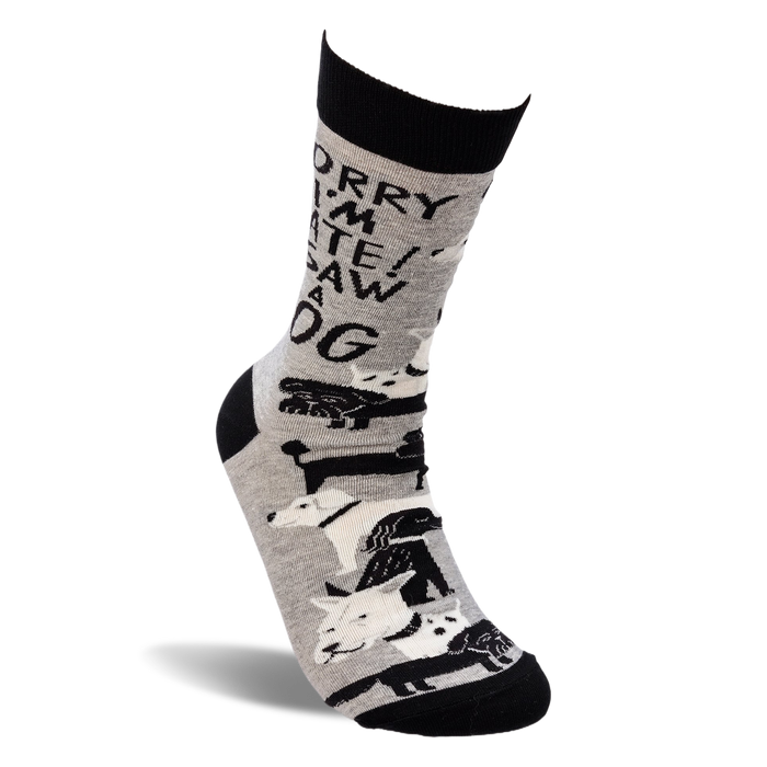 Single grey crew sock with 