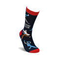 Close-up of a single sock showing detail of the fun design and vibrant colors.