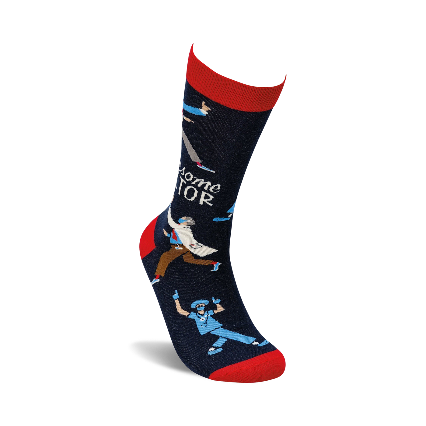 Close-up of a single sock showing detail of the fun design and vibrant colors.