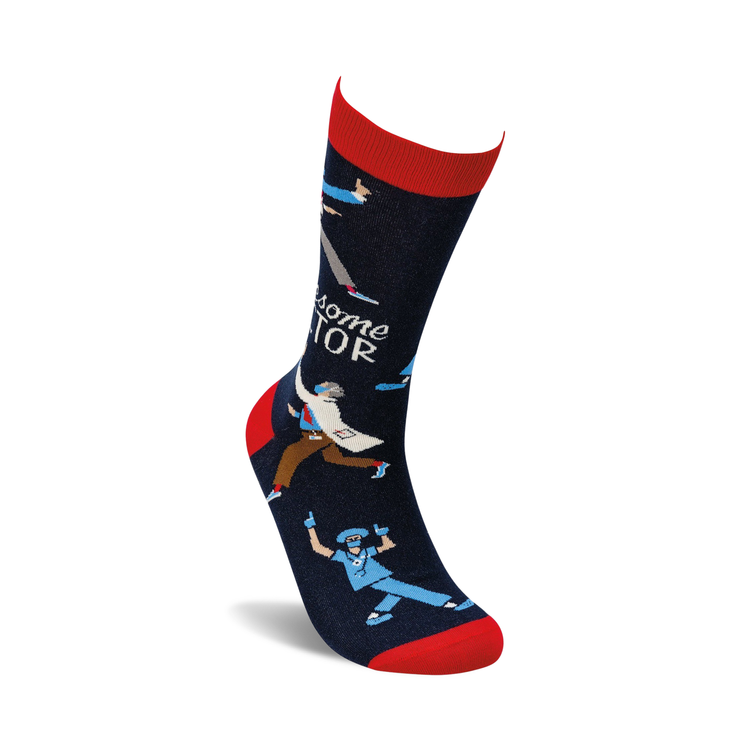 Close-up of a single sock showing detail of the fun design and vibrant colors.