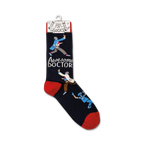 Product shot of the sock hanging on a retail display card.