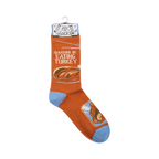Product shot of the socks displayed on a retail hanger.
