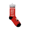 Product shot of a single sock hanging on a retail display tag.