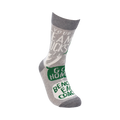 Single grey crew sock shown from the side, displaying the full design: "Your Team Sucks", "Go Home", and "Bench 'Em Coach".