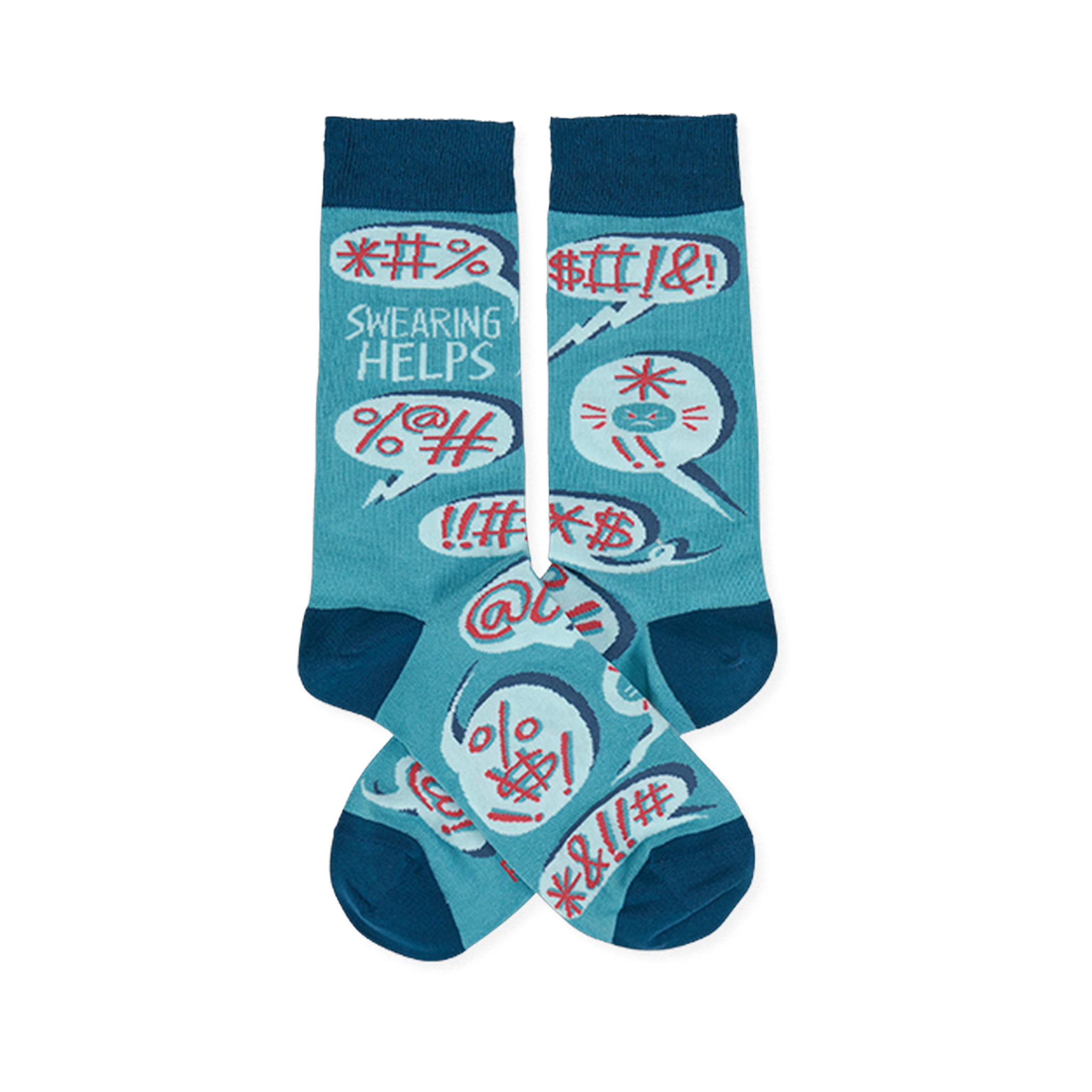 swearing helps  funny themed mens blue novelty crew socks