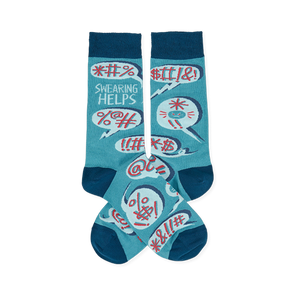 swearing helps  funny themed mens blue novelty crew socks