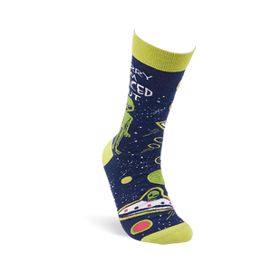 Navy space-themed sock with 