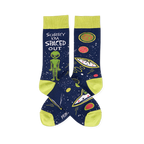sorry i'm spaced out  ailens themed mens blue novelty crew socks