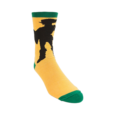 Reversible crew socks in gold and black or red and black. One side features a stylized Wind Waker silhouette.