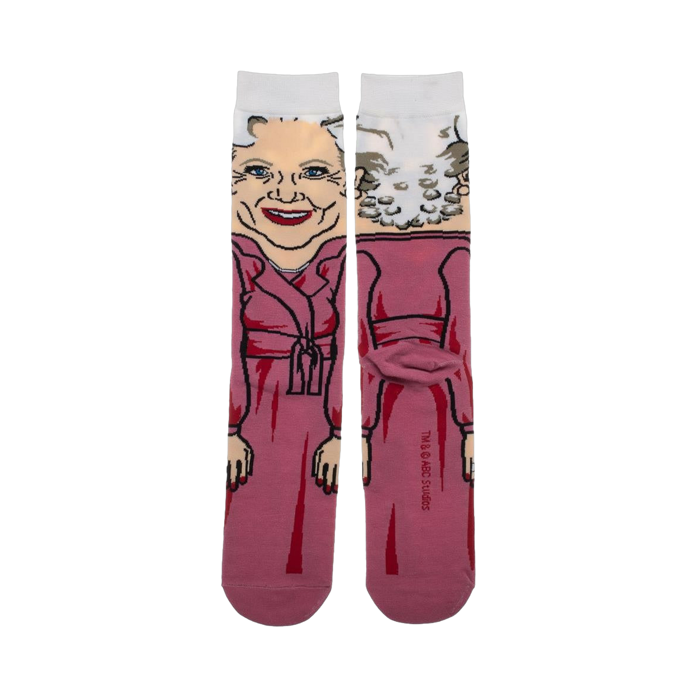 Back view of the Golden Girls Rose socks, showing the full design and branding details.