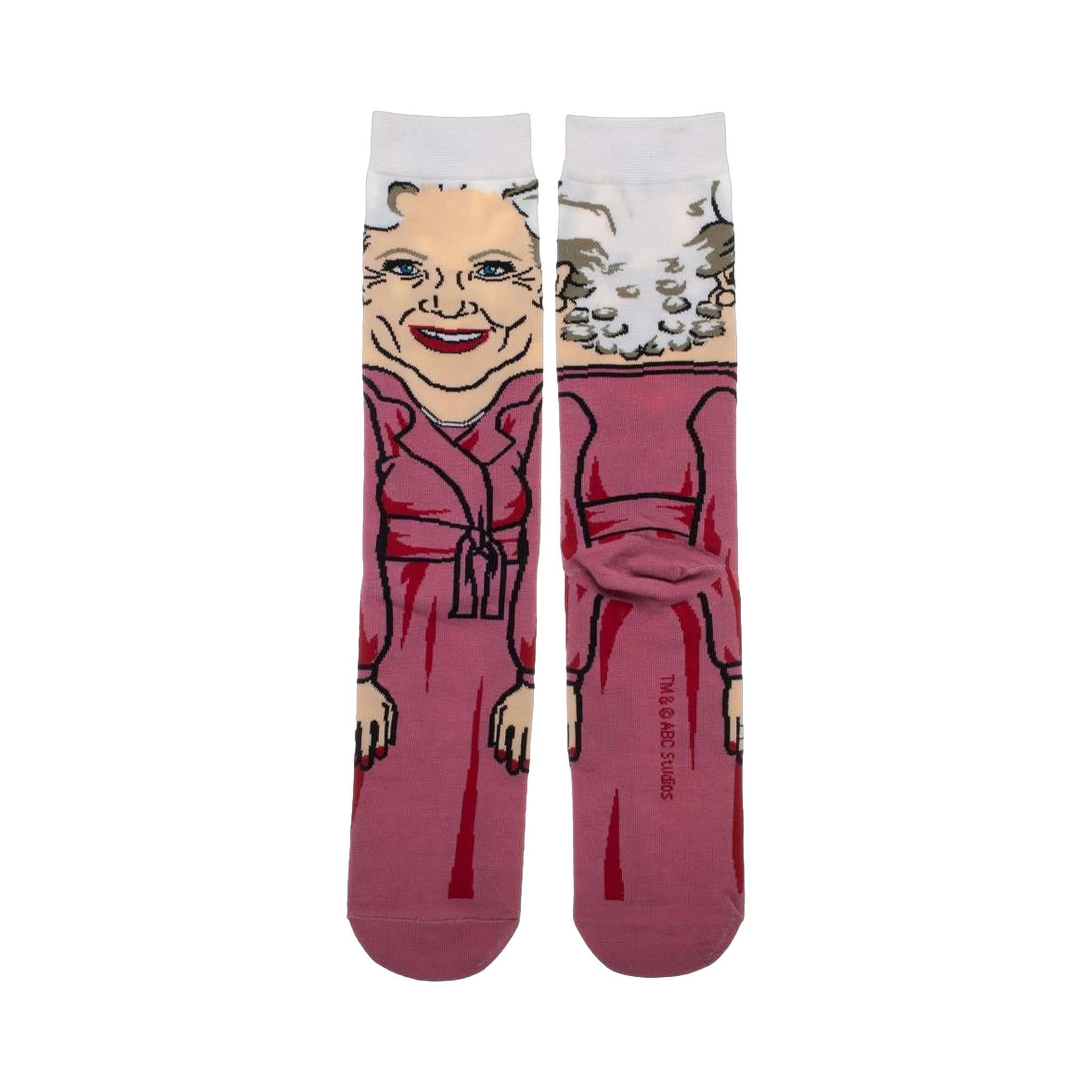 Back view of the Golden Girls Rose socks, showing the full design and branding details.