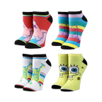 Four more pairs of SpongeBob ankle socks showcasing various designs: stripes, and character images.