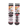 Alternate view of Beastars crew socks showcasing the full design, including character portraits and logo.