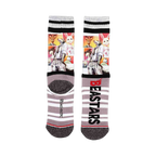 Alternate view of Beastars crew socks showcasing the full design, including character portraits and logo.