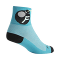 Teal ankle socks with a black and gray 'F'bomb graphic.  Breathable mesh fabric and black heel/toe.