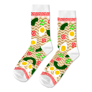 ramen  ramen themed womens yellow novelty crew socks