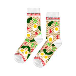 ramen  ramen themed womens yellow novelty crew socks