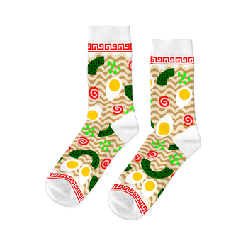 ramen  ramen themed womens yellow novelty crew socks