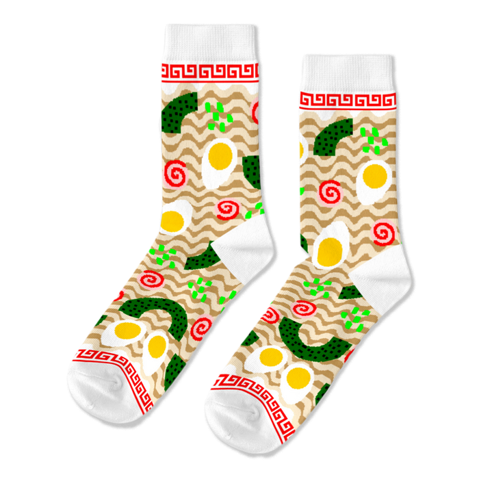 ramen  ramen themed womens yellow novelty crew socks