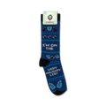 Product shot of 'I'm On The Very Naughty List' socks on their packaging. Shows the full sock design and branding.