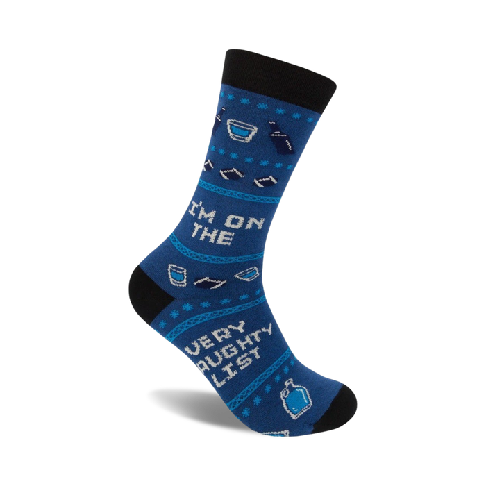 blue crew socks with black cuff and white 