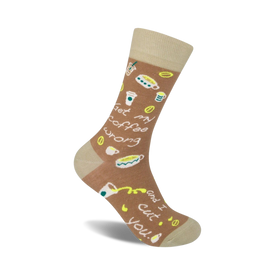 get my coffee wrong and i cut you coffee themed mens & womens unisex brown novelty crew socks