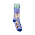 Product shot of 'Cuddly Period' socks on a retail packaging card.