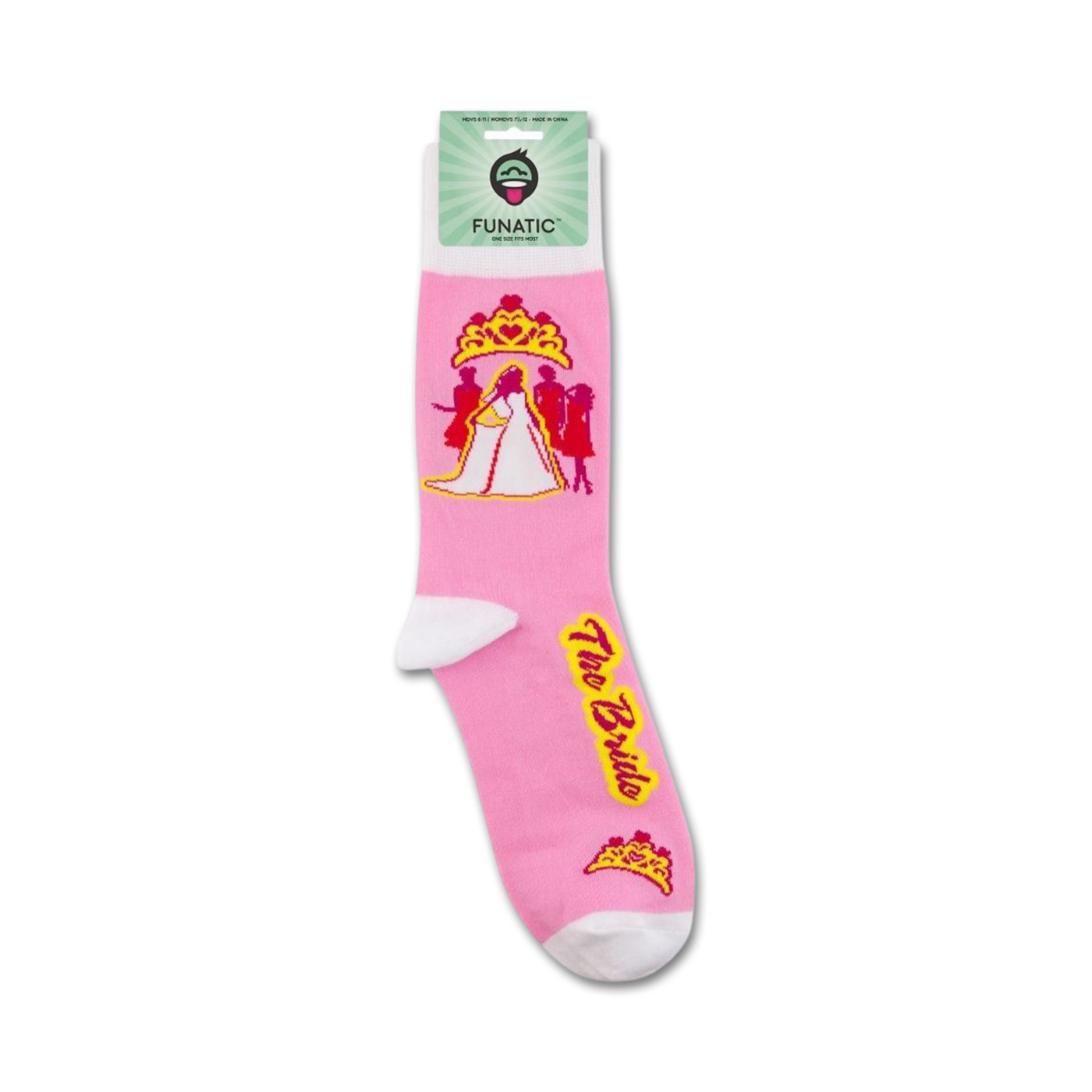Product shot of 'The Bride' socks on a retail packaging card.