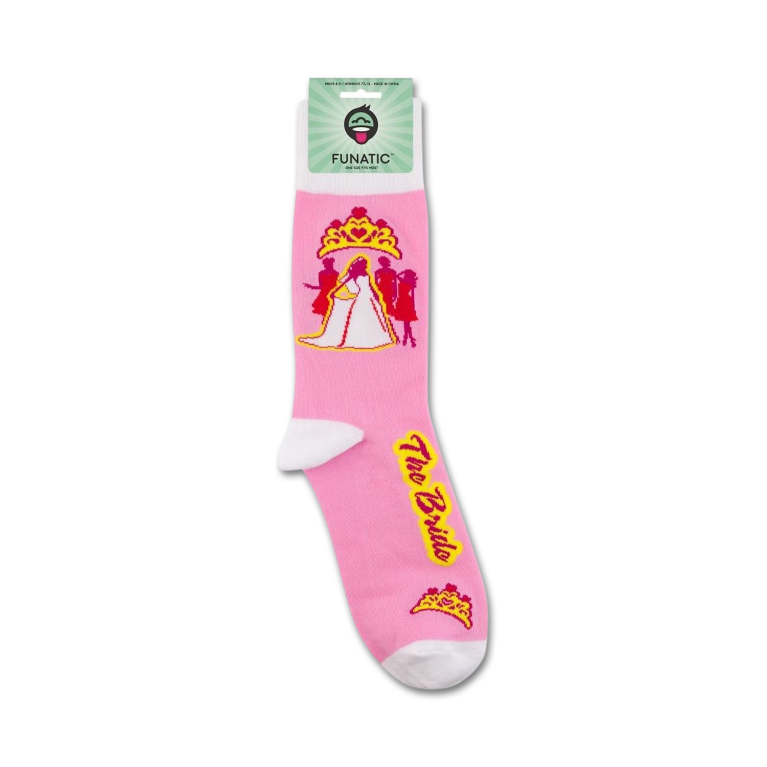 Product shot of 'The Bride' socks on a retail packaging card.