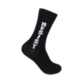 Black crew socks with a vertically oriented white 'RESIST' graphic.  A bold statement for everyday wear.