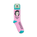 Product shot of 'Wrinkle-Free, Resting Bitch Face Keeps Me Pretty' socks on their packaging.