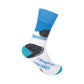 Crew socks in white, teal, and light blue.  Oreo cookies are printed on the socks, along with the phrase, 'I thought you said Oreo'.